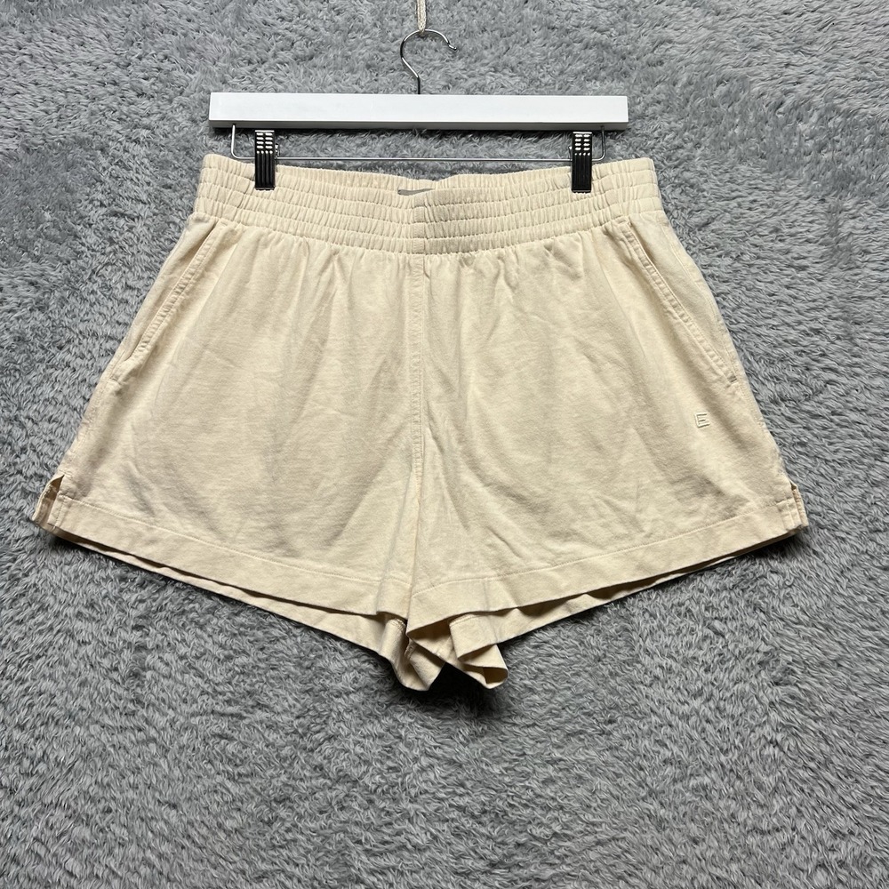 Everlane Shorts Womens Small Pull On Off Duty Organic Ivory Beige Elastic Waist